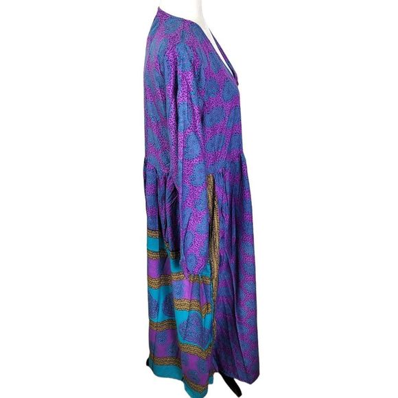 Guru NWT 100% Silk Easy Living Peasant Dress Large/X- Large - Picture 2 of 9